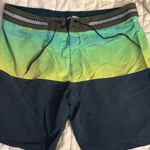 Billabong Green and Navy Colorblock Board Shorts